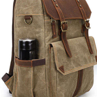 Paul | Kamera-Rucksack Herren/Unisex – gewachstes Canvas & Leder – abnehmbarer Kameraeinsatz – wasserabweisend – 25 L canvas backpack Hirschfeld 