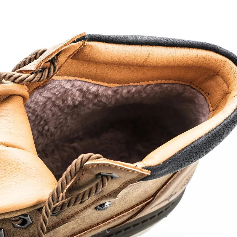 Tobias | Herren Schneestiefel mit Fellfutter, knöchelhoch, Schnürung – wasserdicht – Leder Hirschfeld 