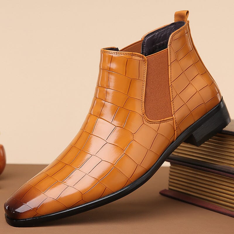 Daryl | Herren Chelsea Boots – Krokoprägung – PU-Kunstleder Hirschfeld Hellbraun 40 