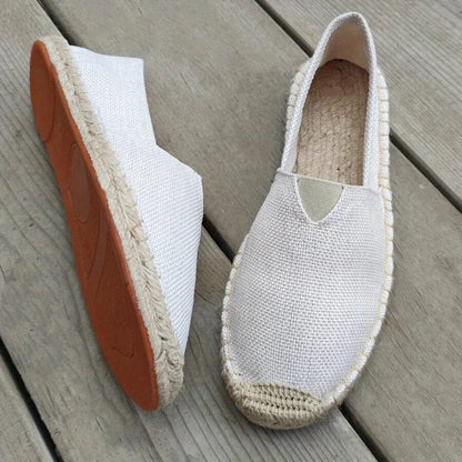 Emmanuel | Herren Espadrilles Slip-on – Jutesohle – Canvas Hirschfeld Weiß 37 