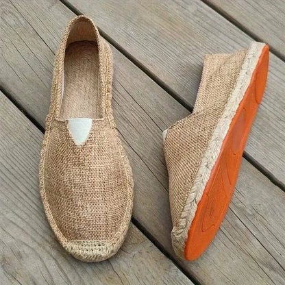 Emmanuel | Herren Espadrilles Slip-on – Jutesohle – Canvas Hirschfeld Braun 37 