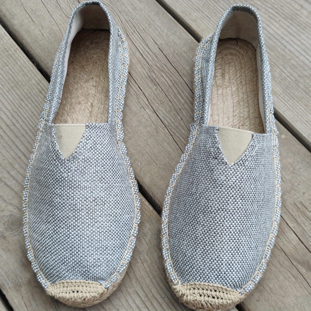 Emmanuel | Herren Espadrilles Slip-on – Jutesohle – Canvas Hirschfeld Grau 37 