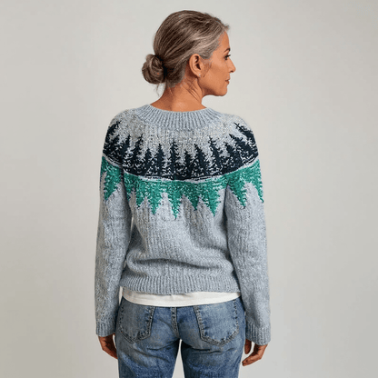 Josephine | Damen Vintage-Inselpullover – Rundhals – nordisches Jacquard – Wollstrick, weich & warm #1752 Collection Hirschfeld 