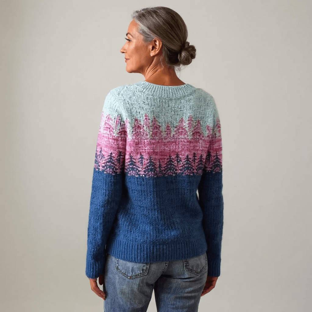 Hazel | Damen Pullover – Rundhals – nordisches Jacquard – Wollstrick, weich & warm #1752 Collection Hirschfeld 