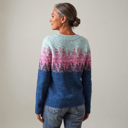 Hazel | Damen Pullover – Rundhals – nordisches Jacquard – Wollstrick, weich & warm #1752 Collection Hirschfeld 