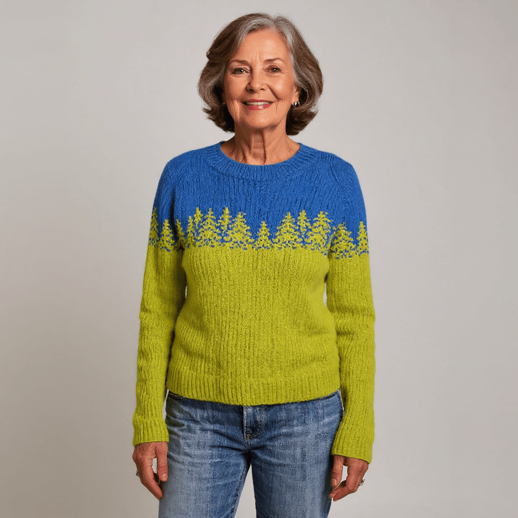 Jade | Damen Vintage-Pullover – Rundhals – nordisches Jacquard – Wollstrick, warm & weich Clothing Hirschfeld 