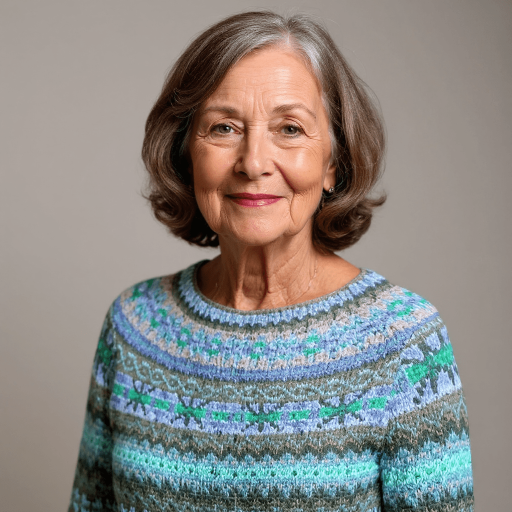 Gabriella | Damen Pullover – Rundhals – nordisches Jacquard – Wollstrick, weich & warm #1752 Collection Hirschfeld 