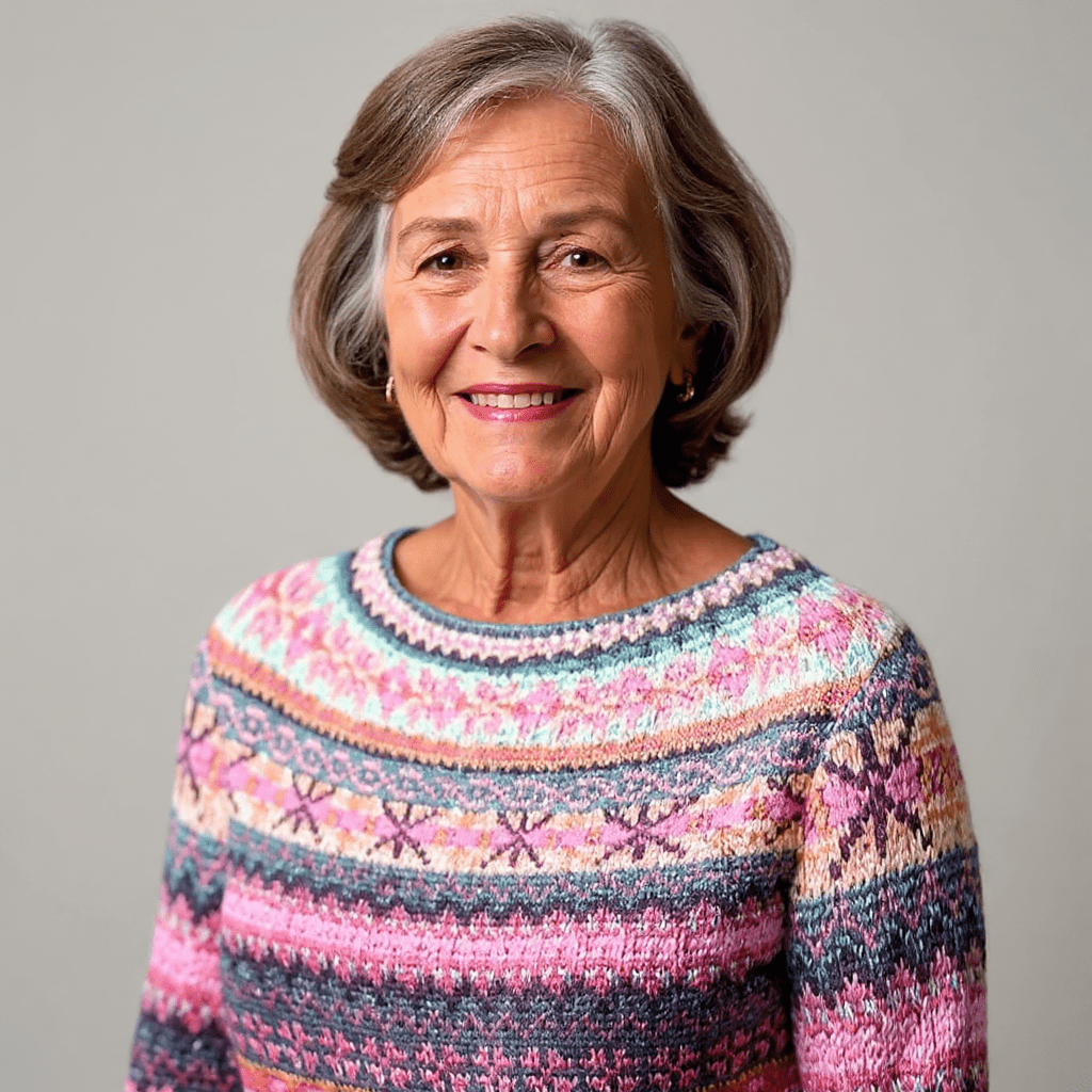 Francesca | Damen Pullover – Rundhals – nordisches Jacquard – Wollstrick, weich & warm #1752 Collection Hirschfeld 