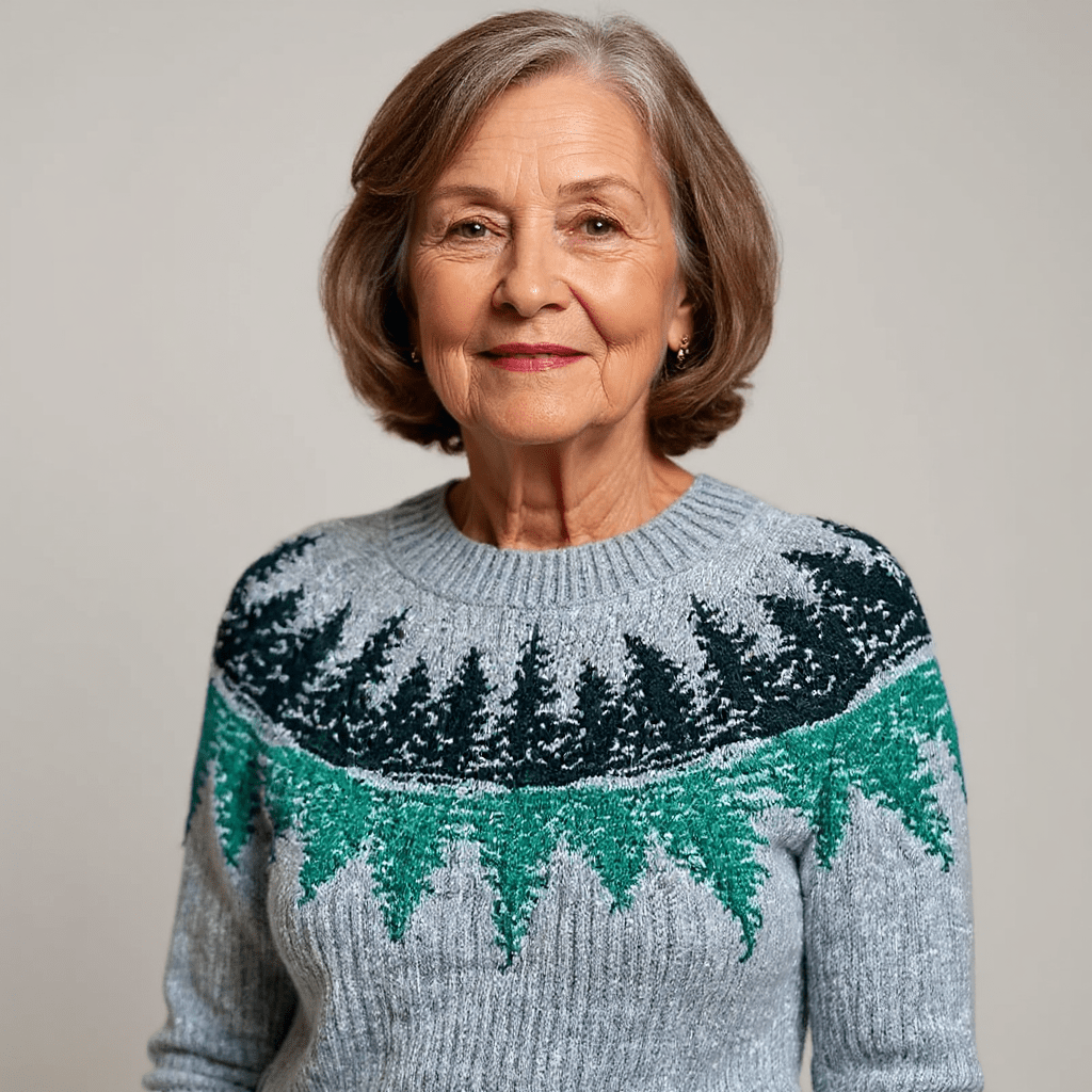 Josephine | Damen Vintage-Inselpullover – Rundhals – nordisches Jacquard – Wollstrick, weich & warm #1752 Collection Hirschfeld 