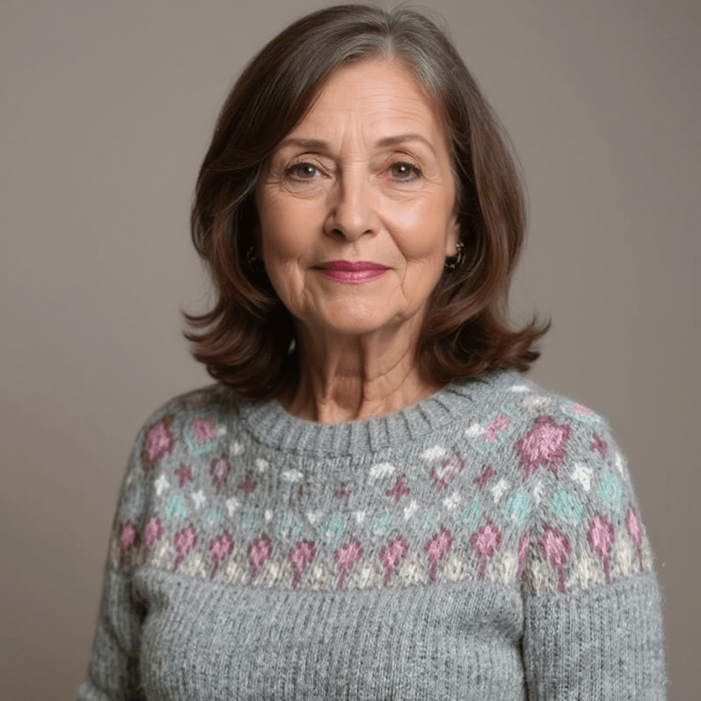 Hannah | Damen Vintage-Pullover – Rundhals – nordisches Jacquard – Wollstrick, warm & weich #1752 Collection Hirschfeld 