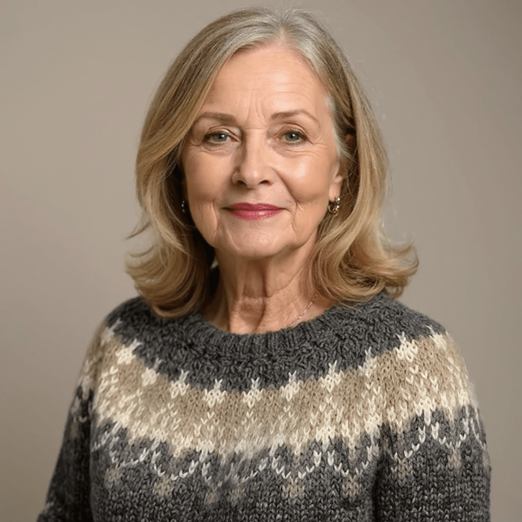 Eden | Damen Vintage-Pullover Rundhals – nordisches Jacquard – Wollstrick – warm & weich Hirschfeld 