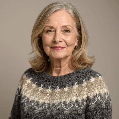 Eden | Damen Vintage-Pullover Rundhals – nordisches Jacquard – Wollstrick – warm & weich Hirschfeld 