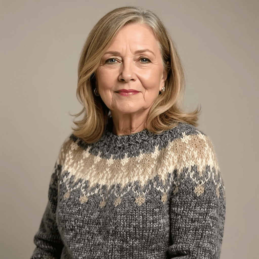 Eden | Damen Vintage-Pullover Rundhals – nordisches Jacquard – Wollstrick – warm & weich Hirschfeld 