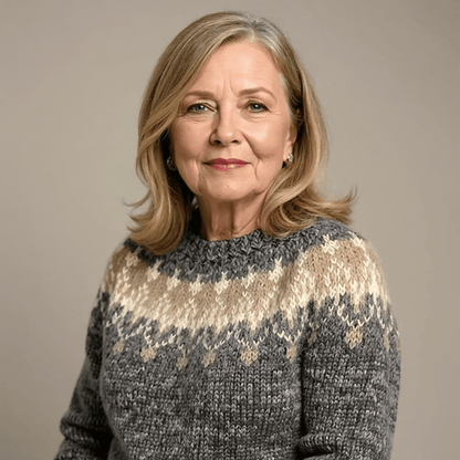 Eden | Damen Vintage-Pullover Rundhals – nordisches Jacquard – Wollstrick – warm & weich Hirschfeld 