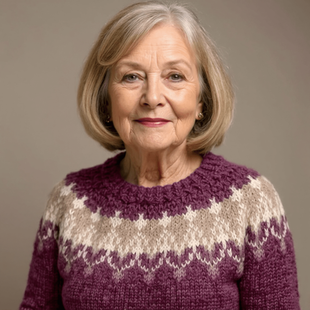 Eden | Damen Vintage-Pullover Rundhals – nordisches Jacquard – Wollstrick – warm & weich Hirschfeld 