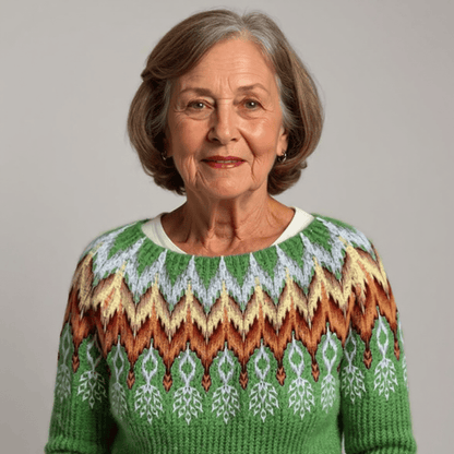 Edith | Damen Vintage-Pullover Rundhals – nordisches Jacquard – Wollstrick – warm & weich Clothing Hirschfeld 