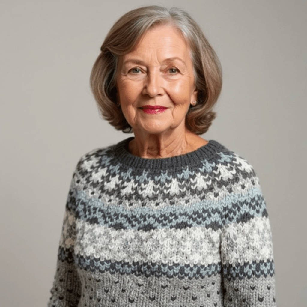 Mara | Damen Vintage-Pullover – Rundhals – nordisches Jacquard – Wollstrick, warm & weich Clothing Hirschfeld 