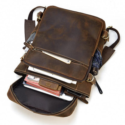 Fred | Herren Rucksack Zip-Top – Mehrfach-Zip-Front – Vollnarbenleder leather backpack Hirschfeld 