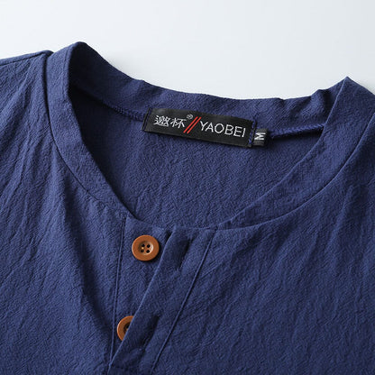 Scott | Herren Lounge-Set – Henley & Shorts – Baumwollstrick – garment-washed – leicht & atmungsaktiv Hirschfeld 