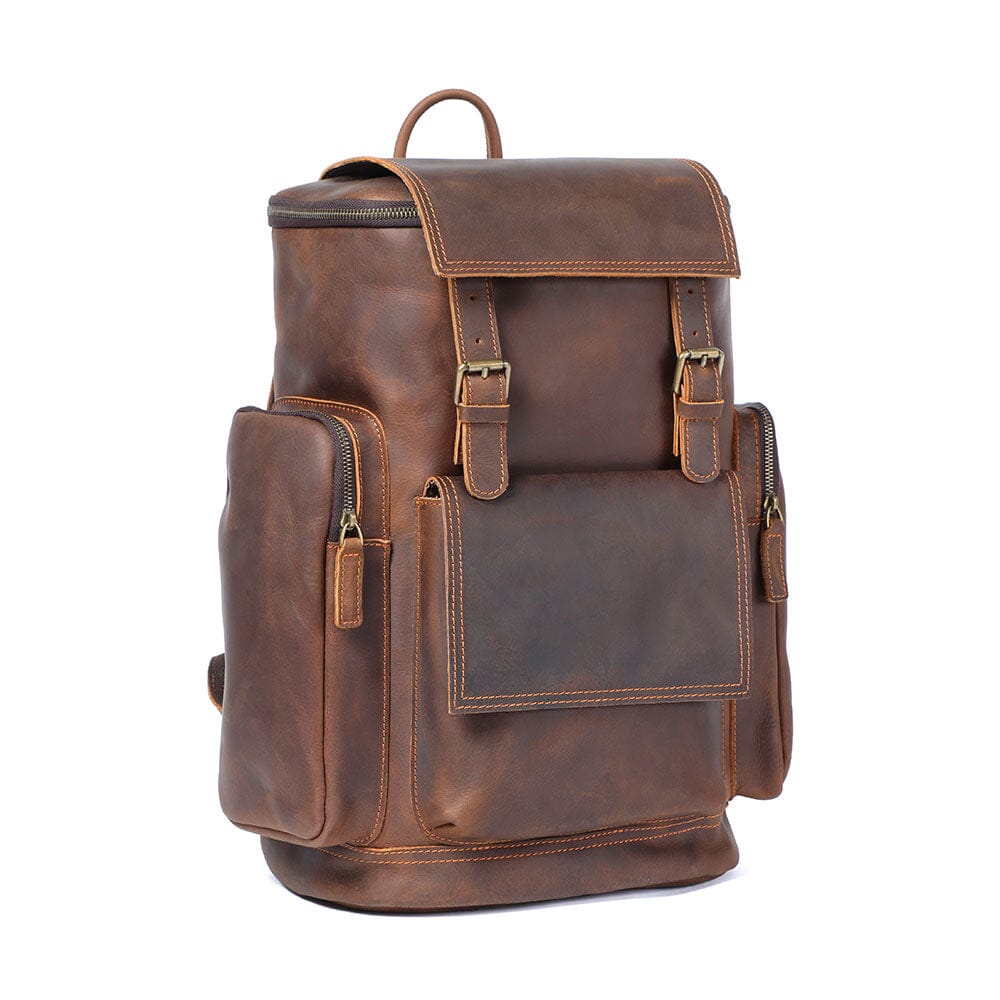 Eugene | Herren Leder Rucksack Klappenverschluss – Seitentaschen – Vollnarbenleder leather backpack Hirschfeld 