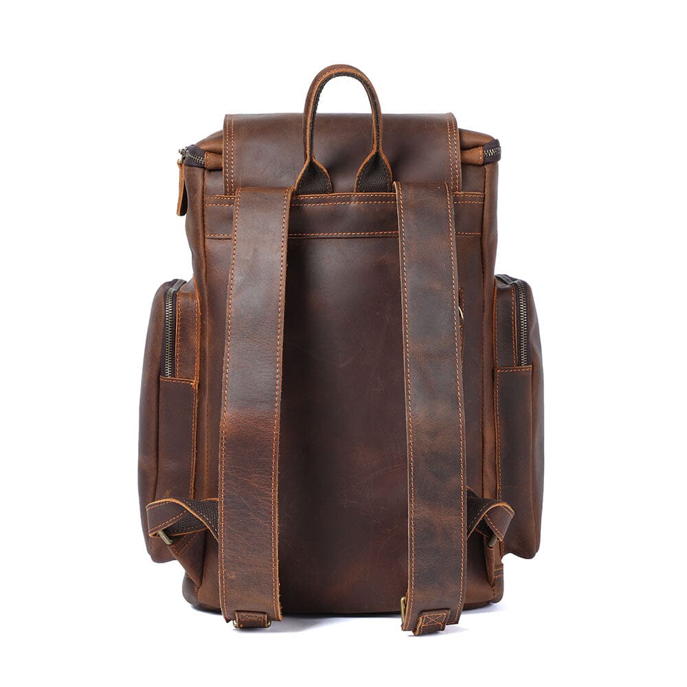 Eugene | Herren Leder Rucksack Klappenverschluss – Seitentaschen – Vollnarbenleder leather backpack Hirschfeld 