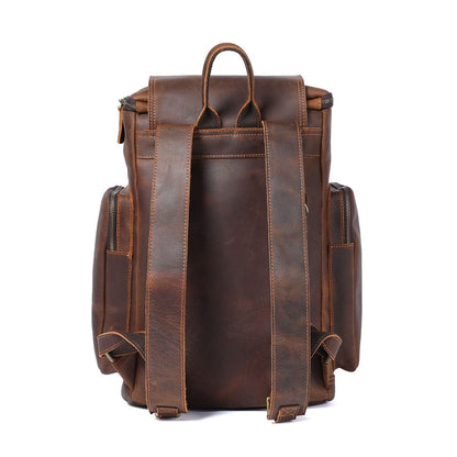Eugene | Herren Leder Rucksack Klappenverschluss – Seitentaschen – Vollnarbenleder leather backpack Hirschfeld 