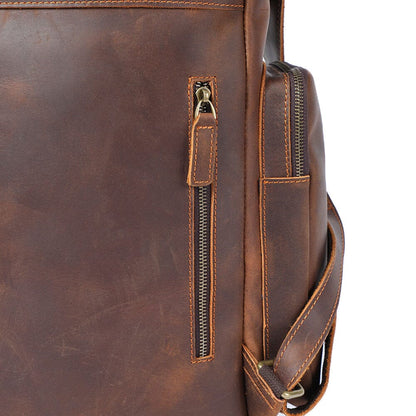 Eugene | Herren Leder Rucksack Klappenverschluss – Seitentaschen – Vollnarbenleder leather backpack Hirschfeld 