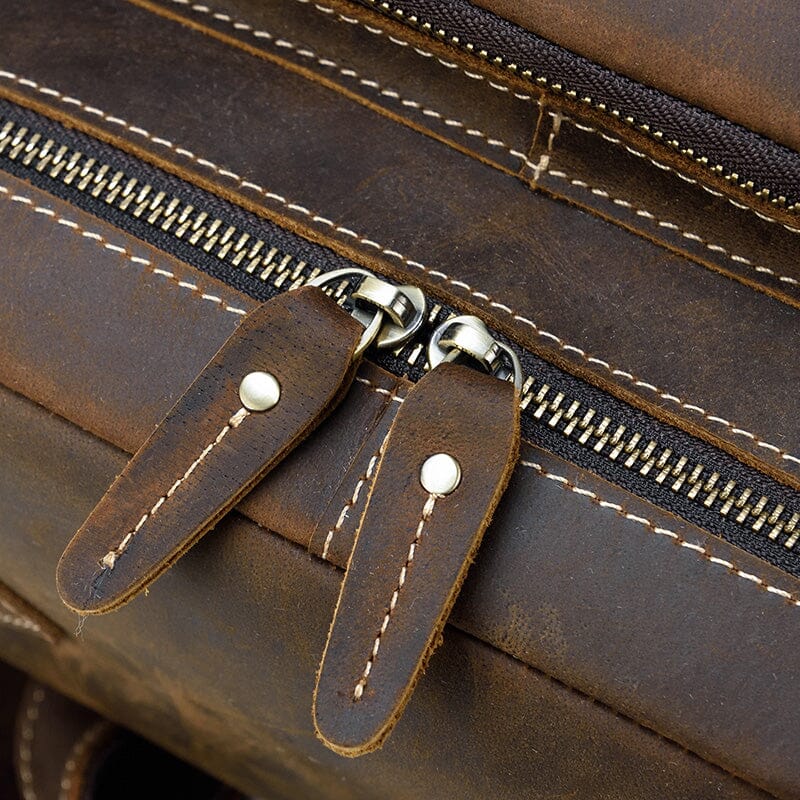 Fred | Herren Rucksack Zip-Top – Mehrfach-Zip-Front – Vollnarbenleder leather backpack Hirschfeld 