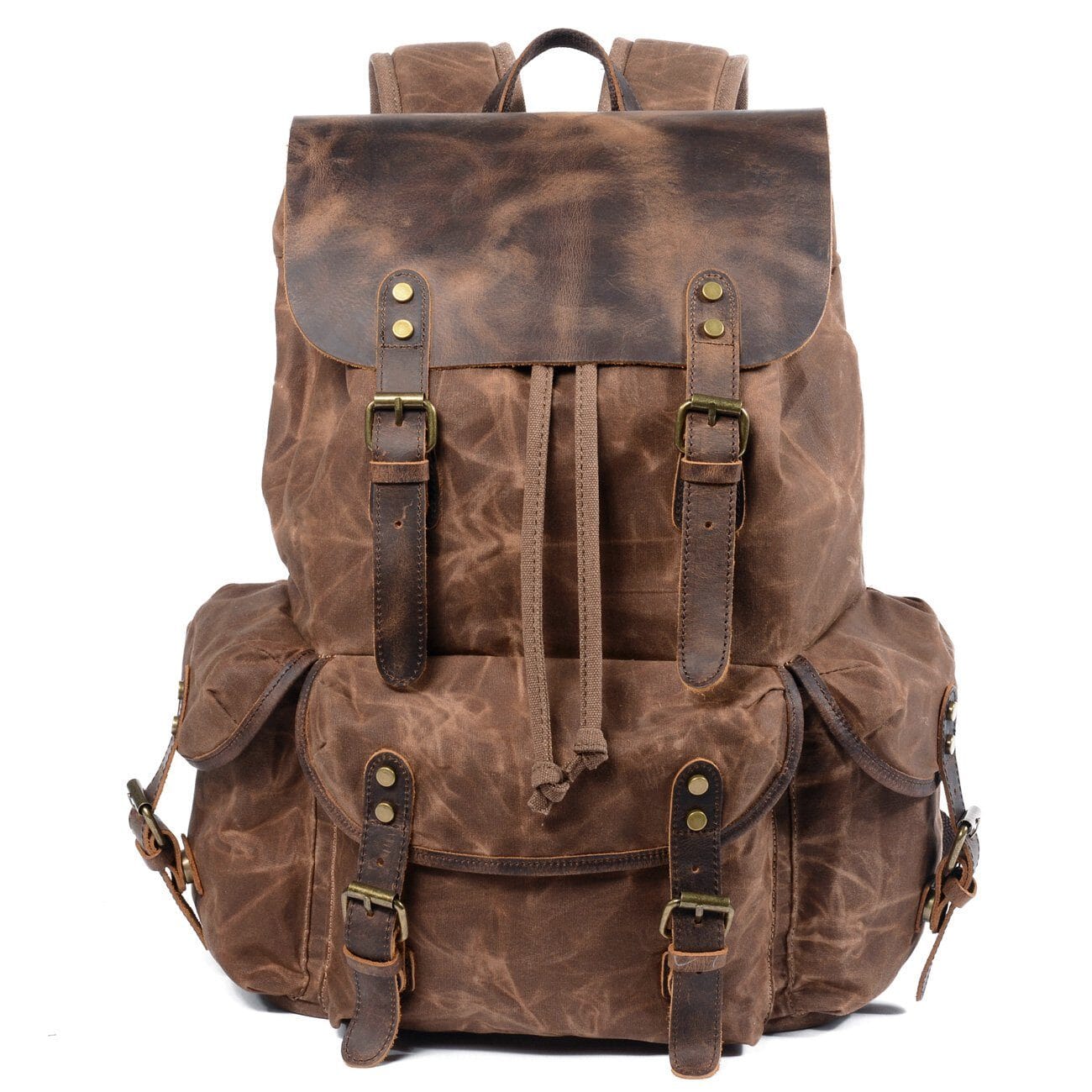 Rex | Rucksack Herren/Unisex – gewachstes Canvas & Vollnarbenleder – Laptopfach 15,6″ – 23 L – wasserabweisend canvas backpack Hirschfeld Kaffee 