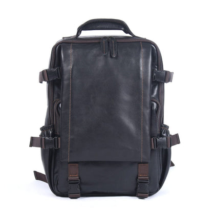 Gerald | Herren Leder-Rucksack Überschlag – 20 L Volumen – Vollnarbenleder leather backpack Hirschfeld Schwarz 