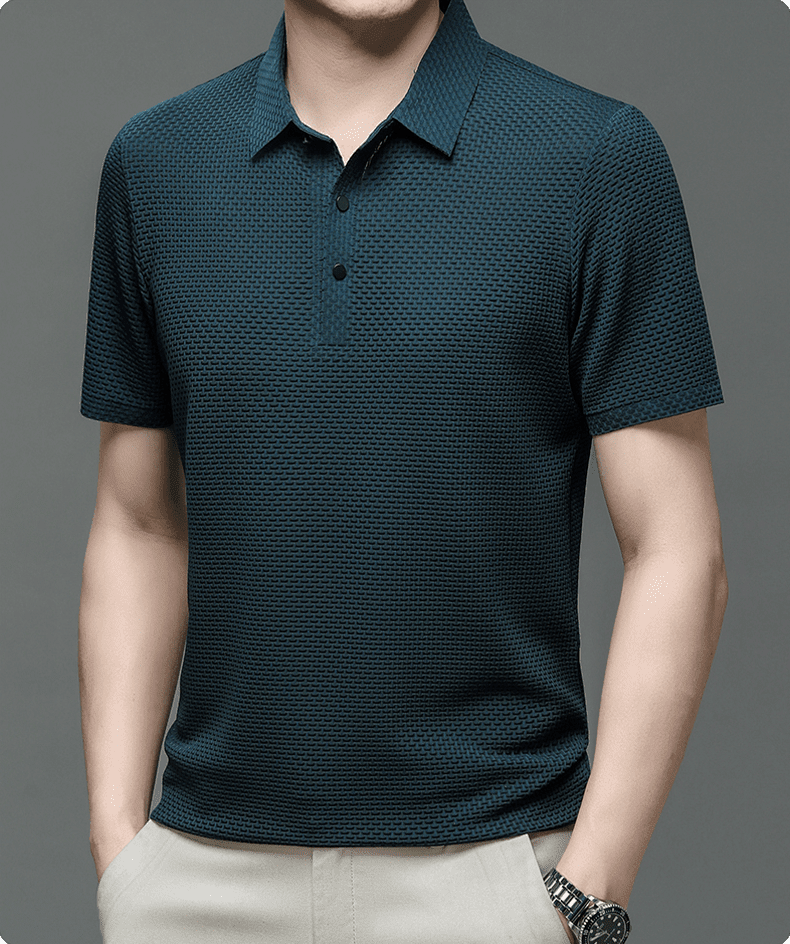 Andy | Herren Polohemd Reverskragen – 3D-Struktur – Eis-Seide Men's Apparel Hirschfeld 