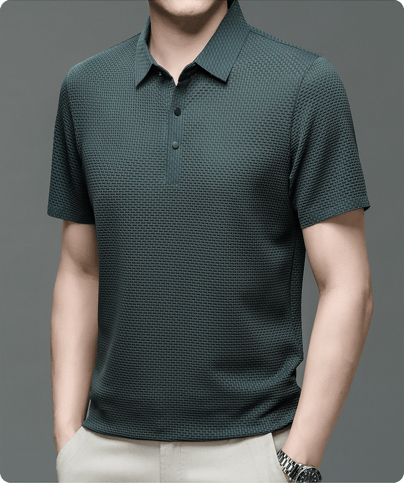 Andy | Herren Polohemd Reverskragen – 3D-Struktur – Eis-Seide Men's Apparel Hirschfeld 