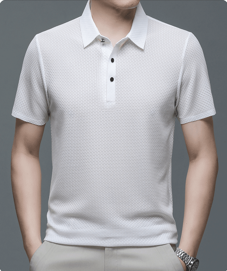 Andy | Herren Polohemd Reverskragen – 3D-Struktur – Eis-Seide Men's Apparel Hirschfeld 