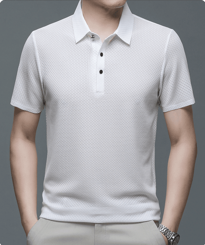 Andy | Herren Polohemd Reverskragen – 3D-Struktur – Eis-Seide Men's Apparel Hirschfeld 