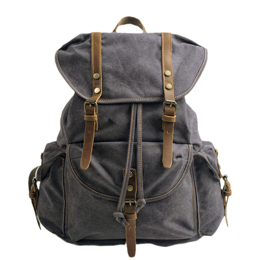 Richard | Rucksack Herren/Unisex – gewachstes Canvas & Vollnarbenleder – 28 L – Laptopfach 15,6″ – wasserabweisend canvas backpack Hirschfeld Dunkelgrau 