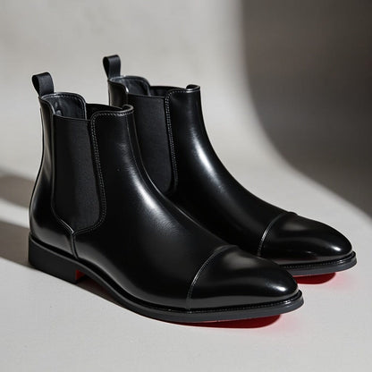 Charlie | Herren Chelsea Boots – elastische Einsätze – PU-Kunstleder Hirschfeld Tiefschwarz 39 