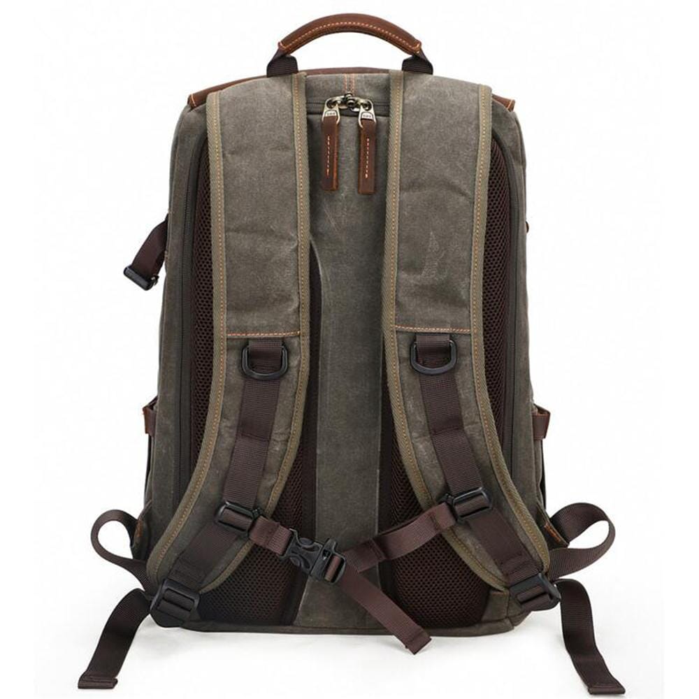Paul | Kamera-Rucksack Herren/Unisex – gewachstes Canvas & Leder – abnehmbarer Kameraeinsatz – wasserabweisend – 25 L canvas backpack Hirschfeld 