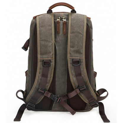 Paul | Kamera-Rucksack Herren/Unisex – gewachstes Canvas & Leder – abnehmbarer Kameraeinsatz – wasserabweisend – 25 L canvas backpack Hirschfeld 