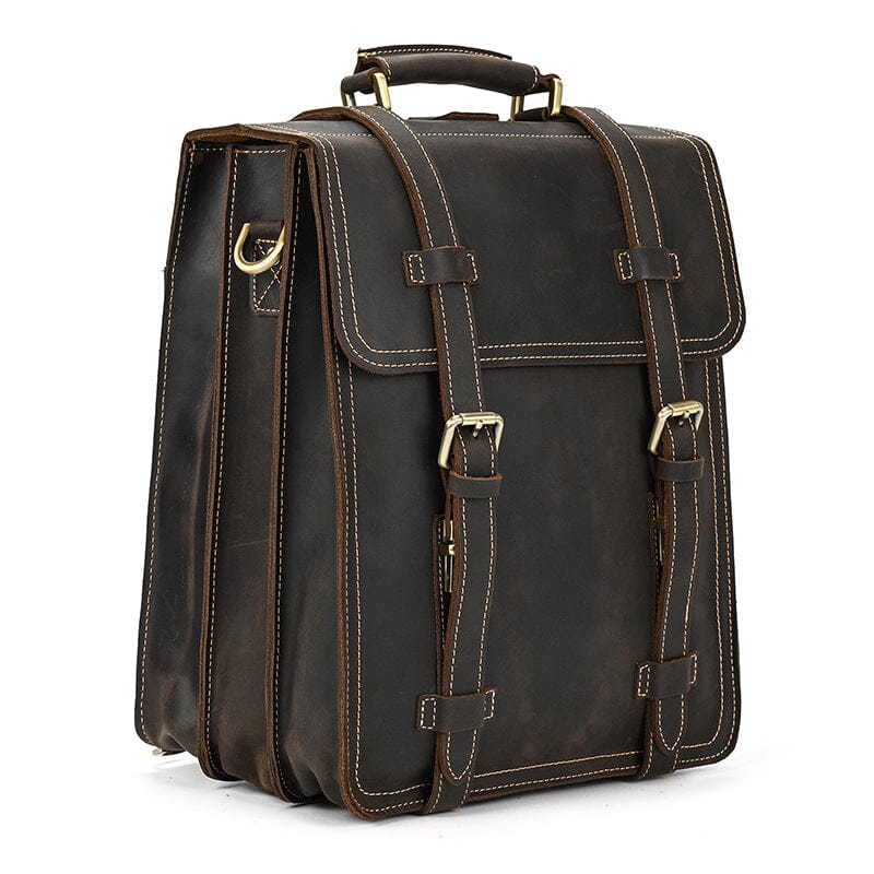Frank | Herren Leder-Rucksack – Doppelriemen & Top-Handle – Vollnarbenleder leather backpack Hirschfeld 
