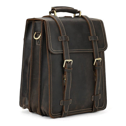 Frank | Herren Leder-Rucksack – Doppelriemen & Top-Handle – Vollnarbenleder leather backpack Hirschfeld 