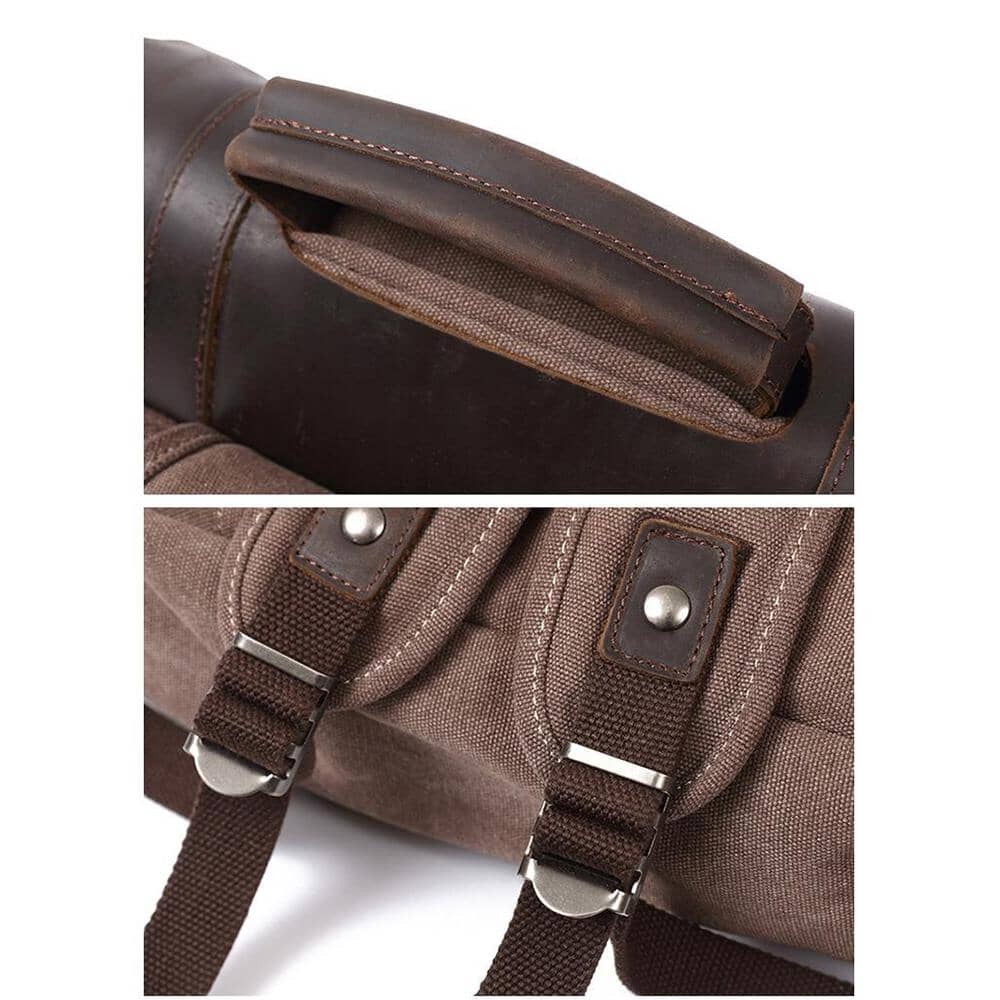 Raymond | Rucksack Herren/Unisex – Baumwoll-Canvas & Vollnarbenleder – Laptopfach 15,6″ – 16 L canvas backpack Hirschfeld 