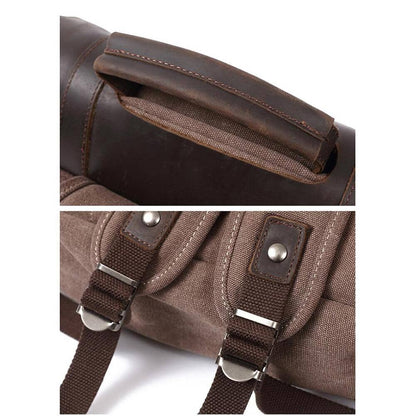 Raymond | Rucksack Herren/Unisex – Baumwoll-Canvas & Vollnarbenleder – Laptopfach 15,6″ – 16 L canvas backpack Hirschfeld 