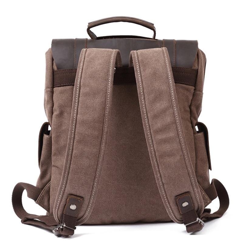 Raymond | Rucksack Herren/Unisex – Baumwoll-Canvas & Vollnarbenleder – Laptopfach 15,6″ – 16 L canvas backpack Hirschfeld 