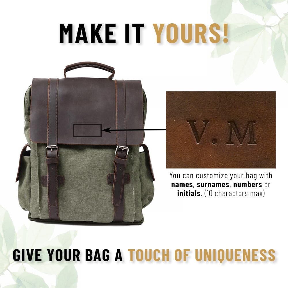 Raymond | Rucksack Herren/Unisex – Baumwoll-Canvas & Vollnarbenleder – Laptopfach 15,6″ – 16 L canvas backpack Hirschfeld Olivgrün Ja 