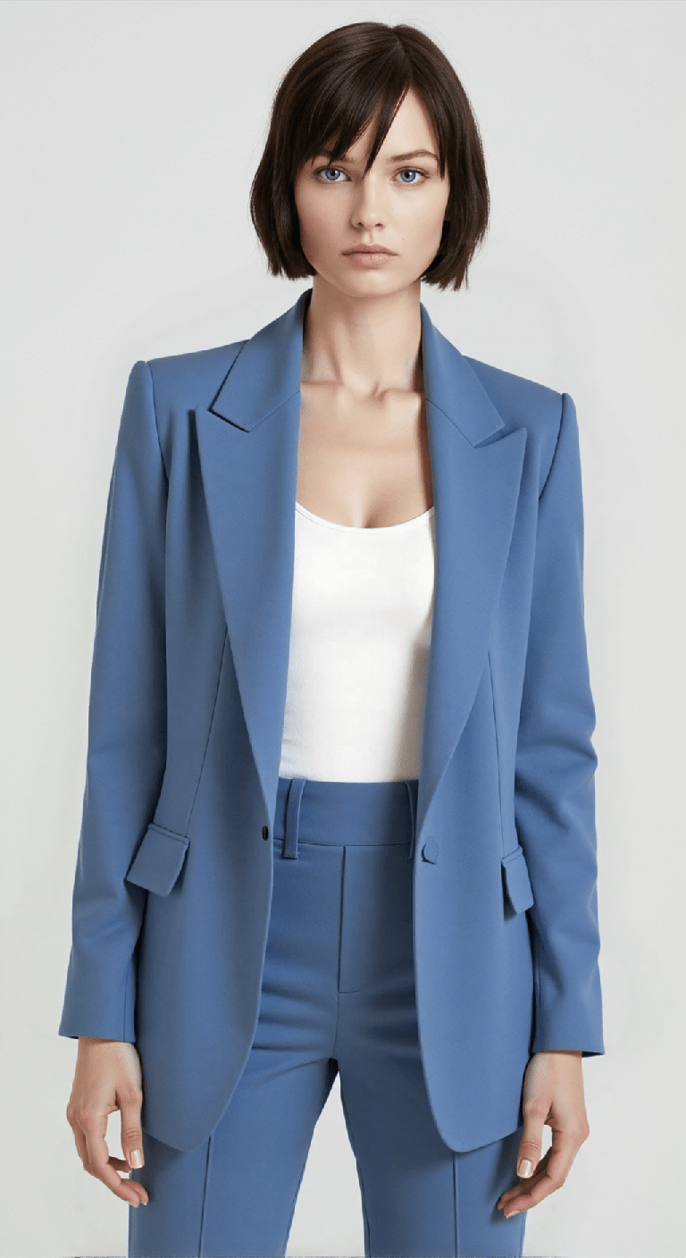 Bella | Damen Blazer-Set – Ein-Knopf-Blazer & Hose – Regular Fit – semi-stretch – Baumwolle-Seide sadiluxe berlin21022024 Hirschfeld 