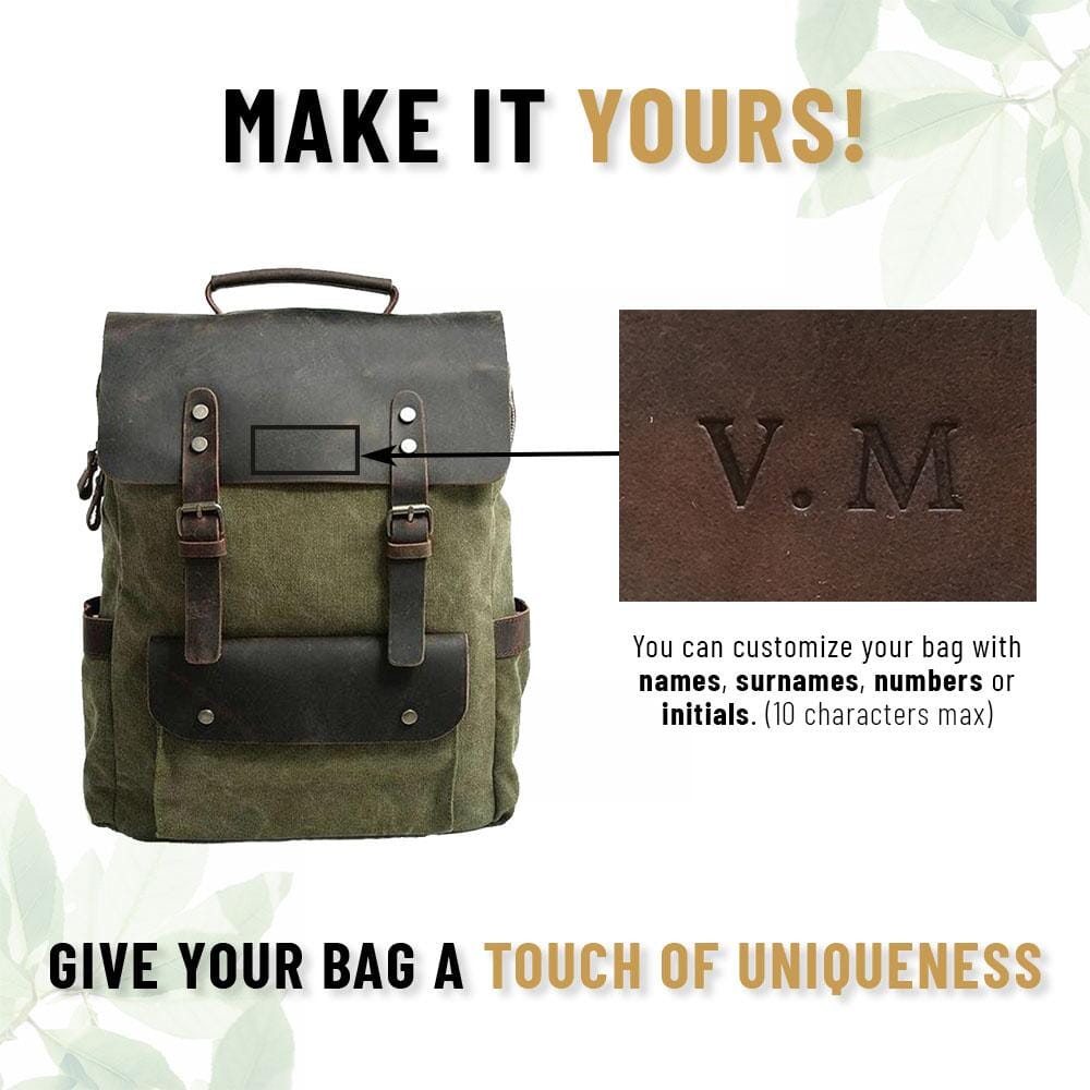 Ricky | Rucksack Herren/Unisex – gewachstes Canvas & Vollnarbenleder – Laptopfach 15,6″ – 16 L – wasserabweisend canvas backpack Hirschfeld 