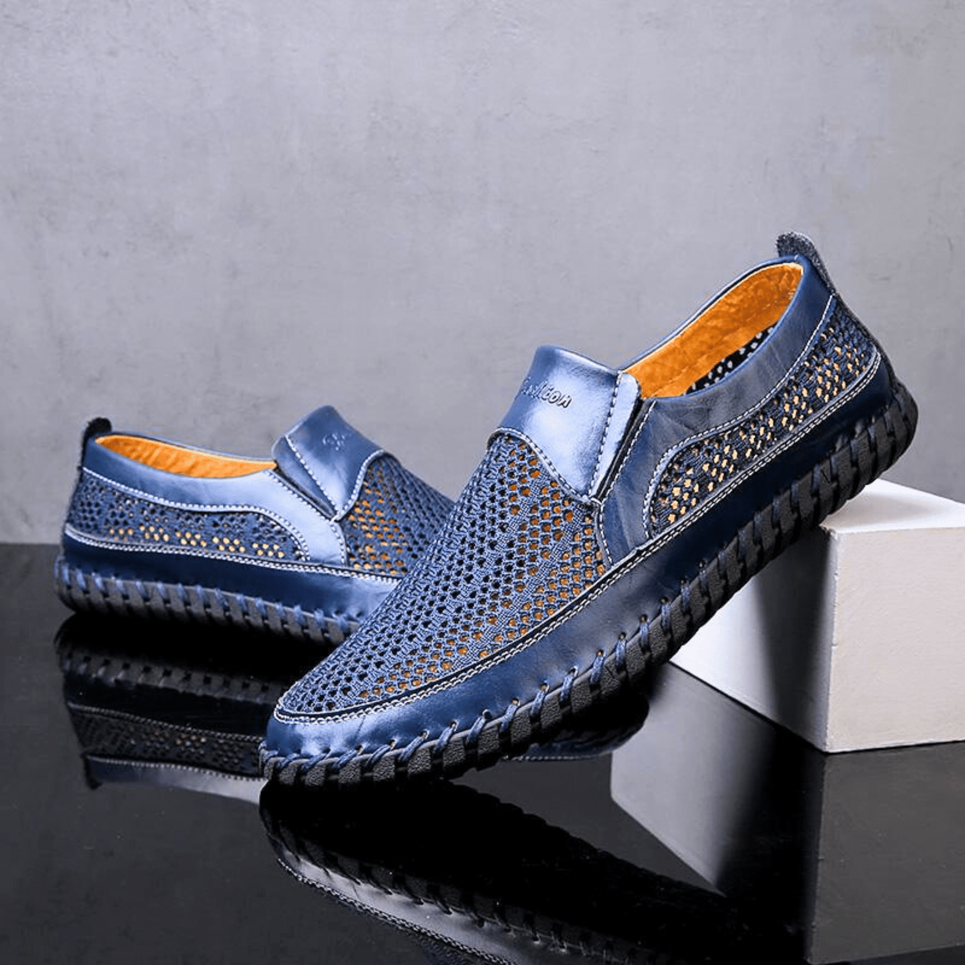 Clifford | Herren Slip-on Mesh Loafer – Atmungsaktiv – Textil/PU Hirschfeld Mitternachtsblau 39 
