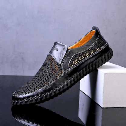 Clifford | Herren Slip-on Mesh Loafer – Atmungsaktiv – Textil/PU Hirschfeld Obsidian Schwarz 39 