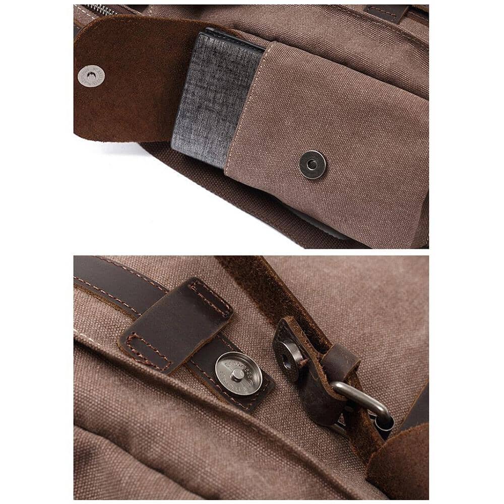 Raymond | Rucksack Herren/Unisex – Baumwoll-Canvas & Vollnarbenleder – Laptopfach 15,6″ – 16 L canvas backpack Hirschfeld 