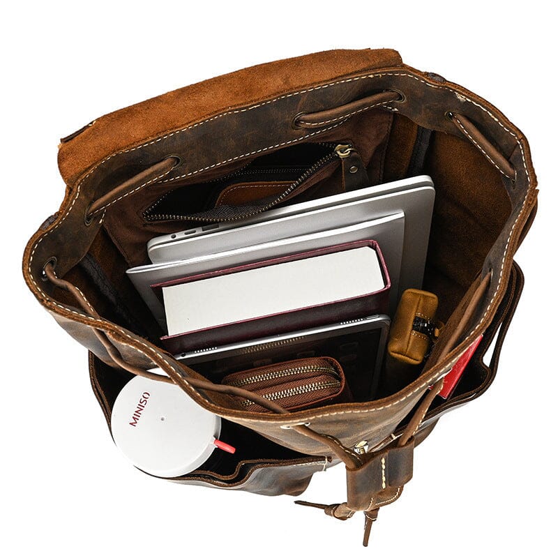 Harold | Herren Rucksack Klappenverschluss – Vintage-Look – Rindsleder leather backpack Hirschfeld 